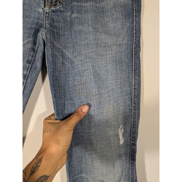 7 For All Mankind Womens Low Rise Destroyed Jeans Sz 28 Grunge Boho Festival - Picture 7 of 12